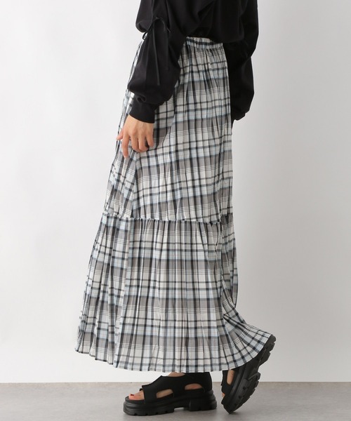 LEPSIM(レプシィム)の「クリンクルチェックスカート 323753(スカート・レディース・キャメル/ブラック/ライトブルー・FREE)」の6枚目の写真