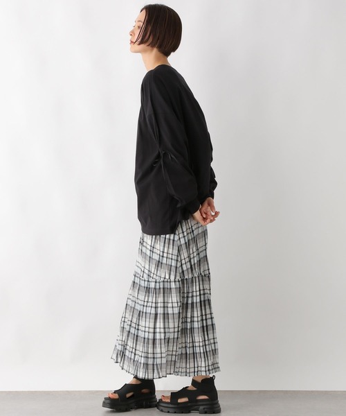 LEPSIM(レプシィム)の「クリンクルチェックスカート 323753(スカート・レディース・キャメル/ブラック/ライトブルー・FREE)」の7枚目の写真