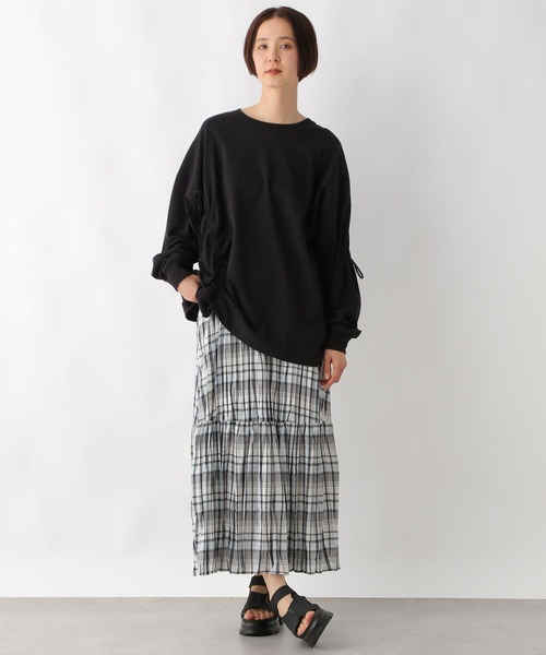 LEPSIM(レプシィム)の「クリンクルチェックスカート 323753(スカート・レディース・キャメル/ブラック/ライトブルー・FREE)」の8枚目の写真