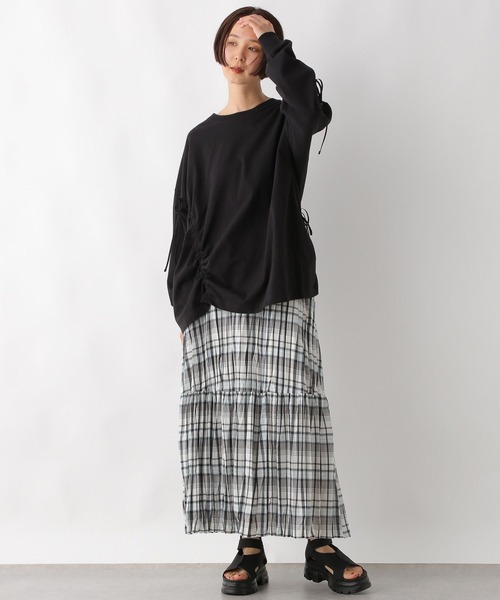 LEPSIM(レプシィム)の「クリンクルチェックスカート 323753(スカート・レディース・キャメル/ブラック/ライトブルー・FREE)」の10枚目の写真