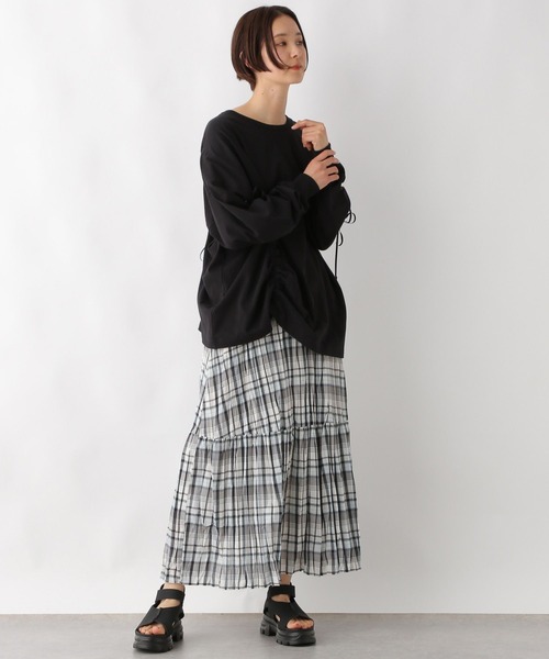 LEPSIM(レプシィム)の「クリンクルチェックスカート 323753(スカート・レディース・キャメル/ブラック/ライトブルー・FREE)」の11枚目の写真