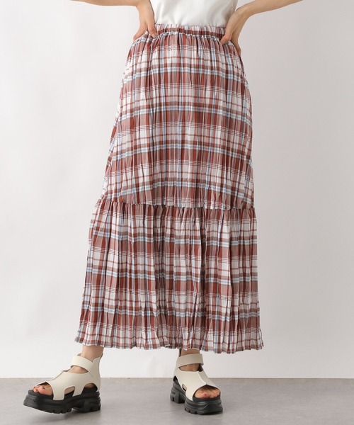 LEPSIM(レプシィム)の「クリンクルチェックスカート 323753(スカート・レディース・キャメル/ブラック/ライトブルー・FREE)」の12枚目の写真