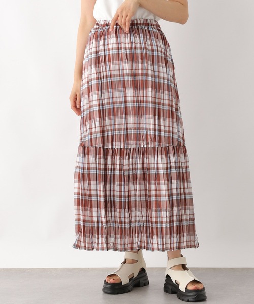 LEPSIM(レプシィム)の「クリンクルチェックスカート 323753(スカート・レディース・キャメル/ブラック/ライトブルー・FREE)」の13枚目の写真