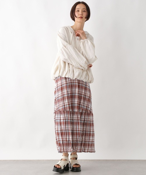 LEPSIM(レプシィム)の「クリンクルチェックスカート 323753(スカート・レディース・キャメル/ブラック/ライトブルー・FREE)」の16枚目の写真