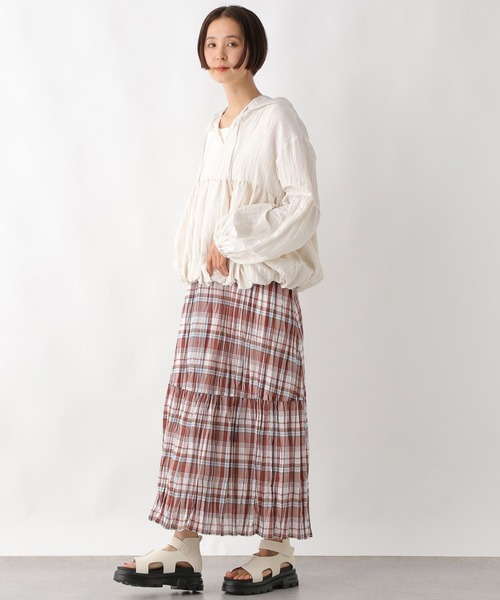 LEPSIM(レプシィム)の「クリンクルチェックスカート 323753(スカート・レディース・キャメル/ブラック/ライトブルー・FREE)」の18枚目の写真