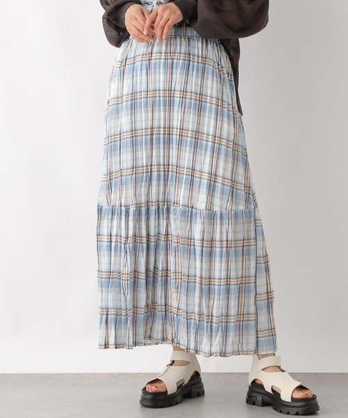 LEPSIM(レプシィム)の「クリンクルチェックスカート 323753(スカート・レディース・キャメル/ブラック/ライトブルー・FREE)」の19枚目の写真