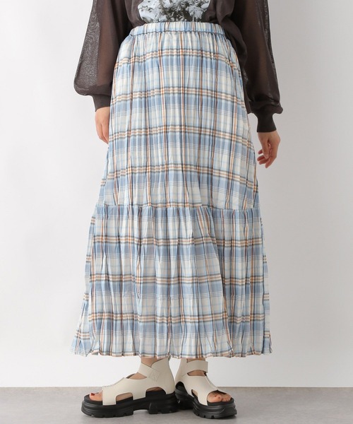 LEPSIM(レプシィム)の「クリンクルチェックスカート 323753(スカート・レディース・キャメル/ブラック/ライトブルー・FREE)」の20枚目の写真