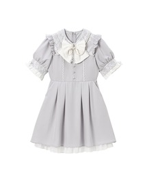 レース重ねパールリボンお嬢様ワンピース