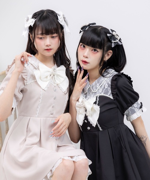 DearMyLove(ディアマイラブ)の「レース重ねパールリボンお嬢様ワンピース(ワンピース・レディース・ベビーピンク/ブルーグレー/ブルー系その他/ブラック系その他/ブラック/ピンク系その他・LARGE/MEDIUM/LL/3L)」の8枚目の写真