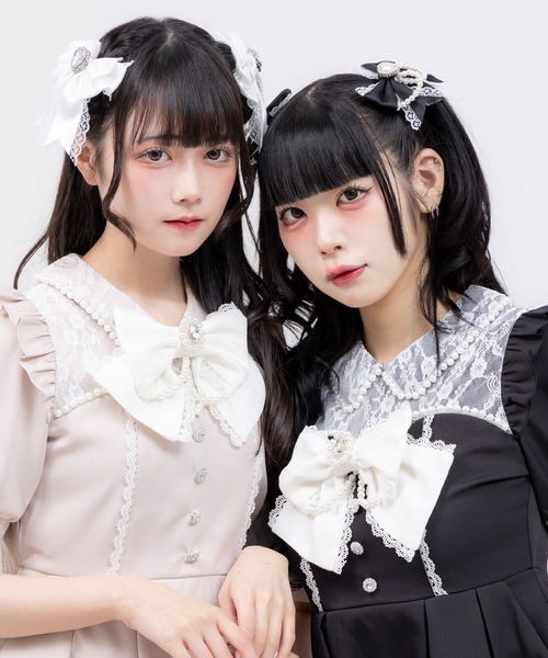 DearMyLove(ディアマイラブ)の「レース重ねパールリボンお嬢様ワンピース(ワンピース・レディース・ベビーピンク/ブルーグレー/ブルー系その他/ブラック系その他/ブラック/ピンク系その他・LARGE/MEDIUM/LL/3L)」の9枚目の写真