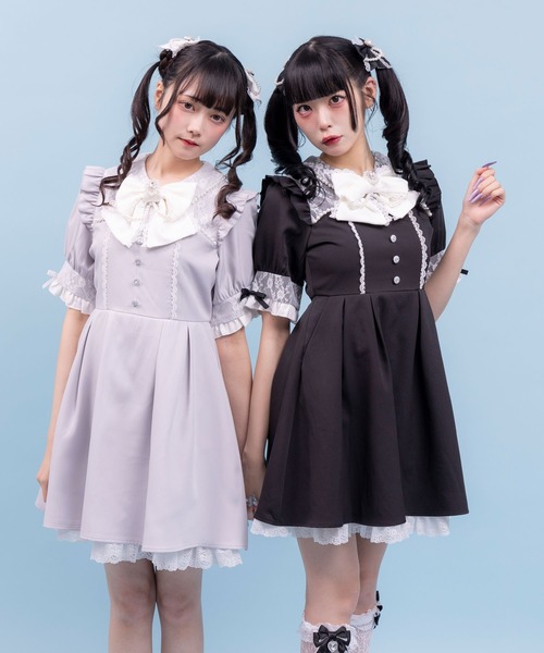 DearMyLove(ディアマイラブ)の「レース重ねパールリボンお嬢様ワンピース(ワンピース・レディース・ベビーピンク/ブルーグレー/ブルー系その他/ブラック系その他/ブラック/ピンク系その他・LARGE/MEDIUM/LL/3L)」の15枚目の写真