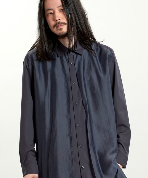 NO ID.（ノーアイディ）の「【NO ID.】Sheer Layered Long Shirt / シアー レイヤード ロング シャツ（シャツ/ブラウス・メンズ・ブラック/その他23/グレー・ONE SIZE）」の2枚目の写真