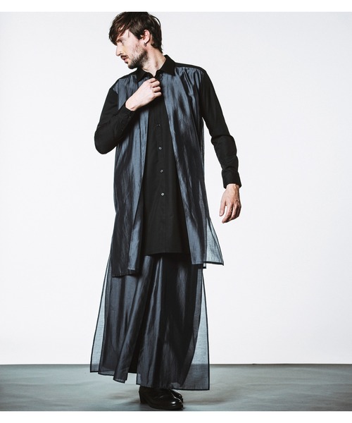 NO ID.（ノーアイディ）の「【NO ID.】Sheer Layered Long Shirt / シアー レイヤード ロング シャツ（シャツ/ブラウス・メンズ・ブラック/その他23/グレー・ONE SIZE）」の6枚目の写真