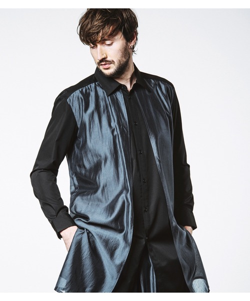 NO ID.（ノーアイディ）の「【NO ID.】Sheer Layered Long Shirt / シアー レイヤード ロング シャツ（シャツ/ブラウス・メンズ・ブラック/その他23/グレー・ONE SIZE）」の7枚目の写真