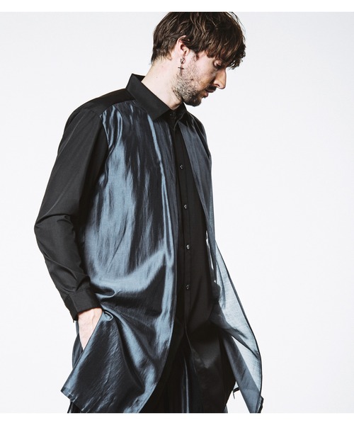 NO ID.（ノーアイディ）の「【NO ID.】Sheer Layered Long Shirt / シアー レイヤード ロング シャツ（シャツ/ブラウス・メンズ・ブラック/その他23/グレー・ONE SIZE）」の8枚目の写真