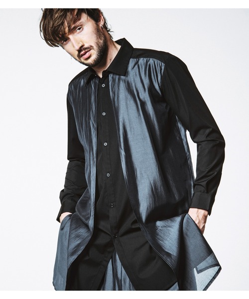 NO ID.（ノーアイディ）の「【NO ID.】Sheer Layered Long Shirt / シアー レイヤード ロング シャツ（シャツ/ブラウス・メンズ・ブラック/その他23/グレー・ONE SIZE）」の9枚目の写真