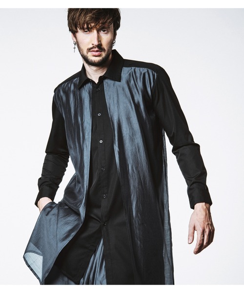 NO ID.（ノーアイディ）の「【NO ID.】Sheer Layered Long Shirt / シアー レイヤード ロング シャツ（シャツ/ブラウス・メンズ・ブラック/その他23/グレー・ONE SIZE）」の10枚目の写真