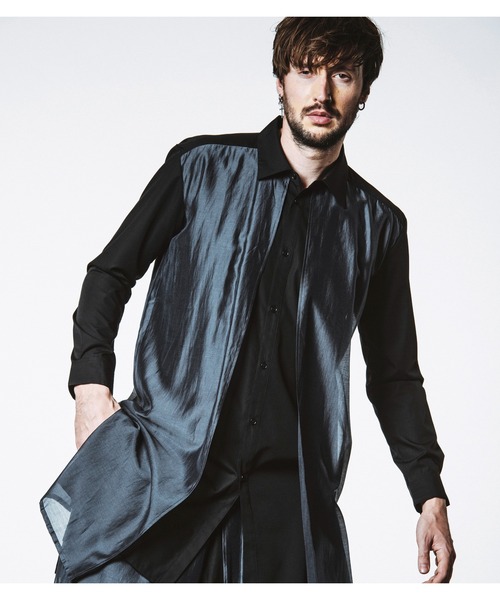 NO ID.（ノーアイディ）の「【NO ID.】Sheer Layered Long Shirt / シアー レイヤード ロング シャツ（シャツ/ブラウス・メンズ・ブラック/その他23/グレー・ONE SIZE）」の11枚目の写真