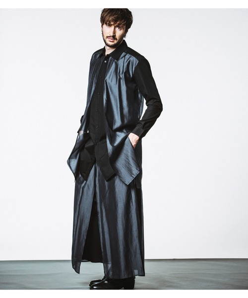 NO ID.（ノーアイディ）の「【NO ID.】Sheer Layered Long Shirt / シアー レイヤード ロング シャツ（シャツ/ブラウス・メンズ・ブラック/その他23/グレー・ONE SIZE）」の12枚目の写真