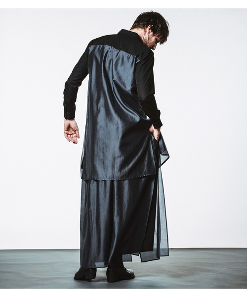 NO ID.（ノーアイディ）の「【NO ID.】Sheer Layered Long Shirt / シアー レイヤード ロング シャツ（シャツ/ブラウス・メンズ・ブラック/その他23/グレー・ONE SIZE）」の13枚目の写真