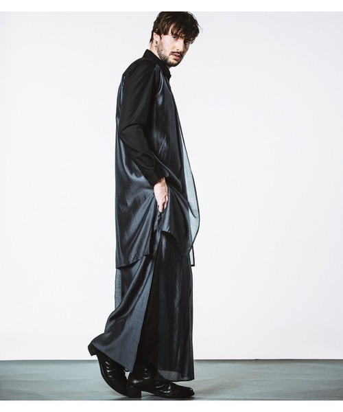 NO ID.（ノーアイディ）の「【NO ID.】Sheer Layered Long Shirt / シアー レイヤード ロング シャツ（シャツ/ブラウス・メンズ・ブラック/その他23/グレー・ONE SIZE）」の14枚目の写真