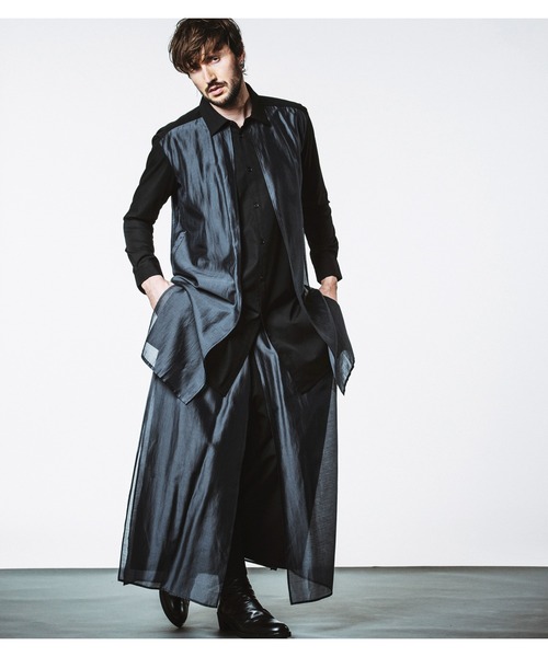 NO ID.（ノーアイディ）の「【NO ID.】Sheer Layered Long Shirt / シアー レイヤード ロング シャツ（シャツ/ブラウス・メンズ・ブラック/その他23/グレー・ONE SIZE）」の15枚目の写真