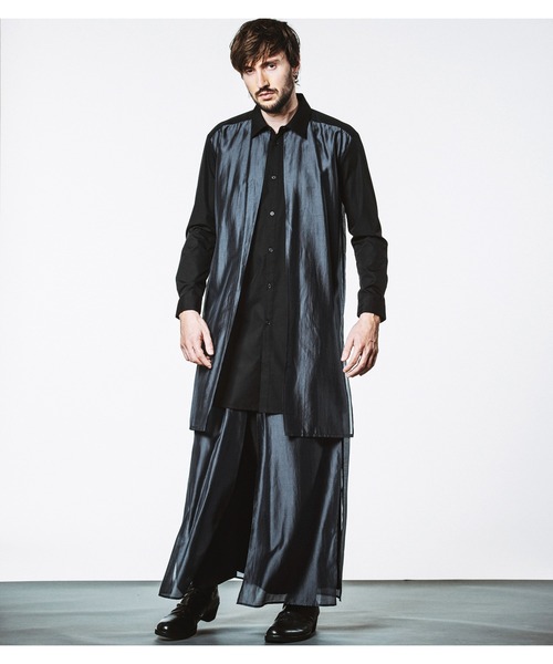 NO ID.（ノーアイディ）の「【NO ID.】Sheer Layered Long Shirt / シアー レイヤード ロング シャツ（シャツ/ブラウス・メンズ・ブラック/その他23/グレー・ONE SIZE）」の18枚目の写真