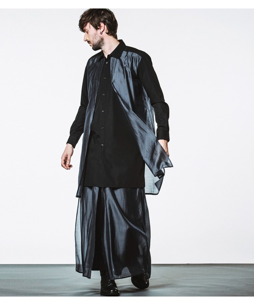 NO ID.（ノーアイディ）の「【NO ID.】Sheer Layered Long Shirt / シアー レイヤード ロング シャツ（シャツ/ブラウス・メンズ・ブラック/その他23/グレー・ONE SIZE）」の20枚目の写真
