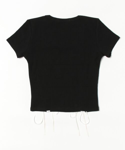 frunco（フランコ）の「リボンレースアップクロップドTシャツ（Tシャツ/カットソー・レディース・ブラック/ピンク/オートミール・FREE）」の4枚目の写真