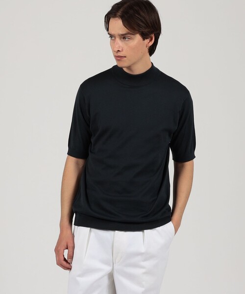 JOHN SMEDLEY（ジョンスメドレー）の「JOHN SMEDLEY ARBER コットン モックネックニット（ニット/セーター・メンズ・ダークブルー/グレー・L/M）」の3枚目の写真