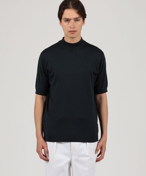 JOHN SMEDLEY（ジョンスメドレー）の「JOHN SMEDLEY ARBER コットン モックネックニット（ニット/セーター・メンズ・ダークブルー/グレー・L/M）」の4枚目の写真