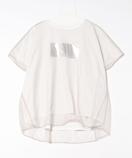 セール】チュールレイヤード箔プリントTシャツ（Tシャツ