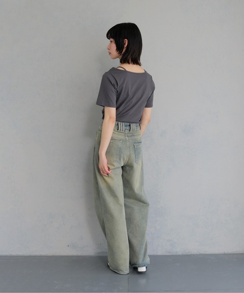 cheriella(シェリエラ)の「【cheriella】ネックデザイントップス NECK DESIGN TOPS(Tシャツ/カットソー・レディース・オフホワイト/チャコールグレー/ブラック・M)」の18枚目の写真