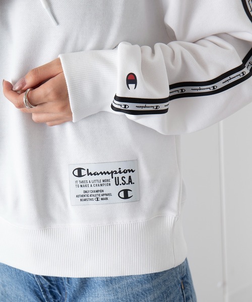 Champion（チャンピオン）の「【Champion】Crop Hoodie Jumper パーカー（パーカー・レディース・ホワイト/ブラック/パープル・S/M/XL/L）」の9枚目の写真