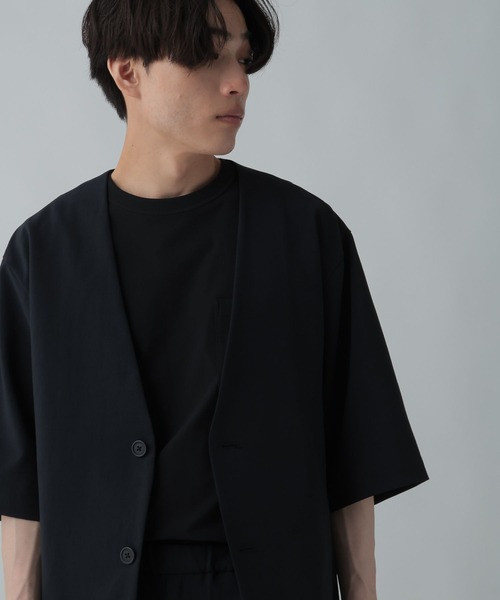 GLOBAL WORK（グローバルワーク）の「2点セット/時短スマートセットアップ/5分袖/CLEAN MODE/326014（ノーカラージャケット・メンズ・ネイビー/チャコールグレー・LARGE/SMALL/MEDIUM）」の20枚目の写真