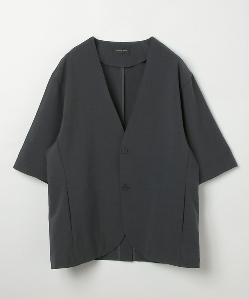 GLOBAL WORK（グローバルワーク）の「2点セット/時短スマートセットアップ/5分袖/CLEAN MODE/326014（ノーカラージャケット・メンズ・ネイビー/チャコールグレー・LARGE/SMALL/MEDIUM）」の17枚目の写真