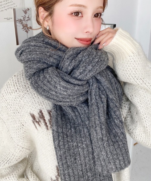 大判リブニットマフラー（マフラー）｜moment+（モーメントプラス）の