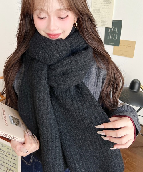 大判リブニットマフラー（マフラー）｜moment+（モーメントプラス）の