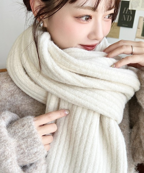 大判リブニットマフラー（マフラー）｜moment+（モーメントプラス）の