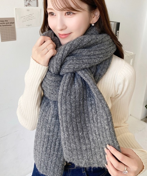 大判リブニットマフラー（マフラー）｜moment+（モーメントプラス）の