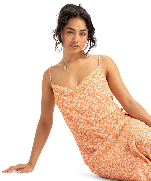 ROXY（ロキシー）の「SEMI TROPIC MAXI CRI /ロキシー総柄マキシワンピース（ワンピース・レディース・オレンジ・SMALL/MEDIUM/LARGE）」の4枚目の写真