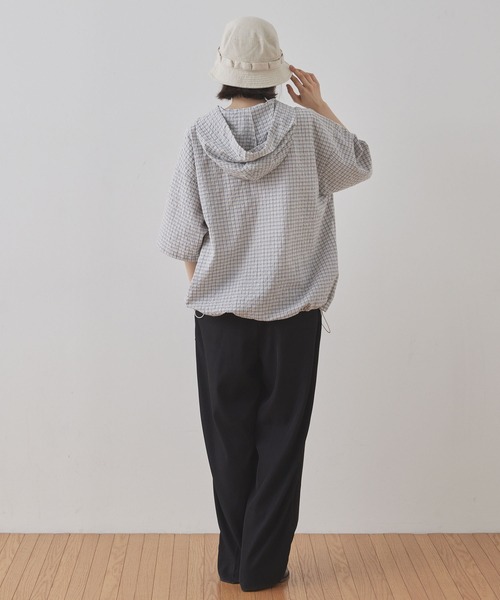 Unblend(アンブレンド)の「【Unblend】オーバーサイズ ドローコード フーディ チェックシャツ(シャツ/ブラウス・レディース・カーキ/アイボリー・FREE)」の14枚目の写真
