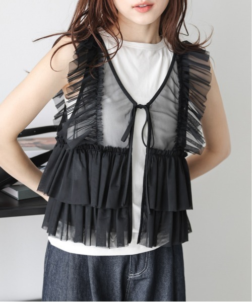 セール】フリルチュールベスト（ベスト）｜AMELY（エミリー）の