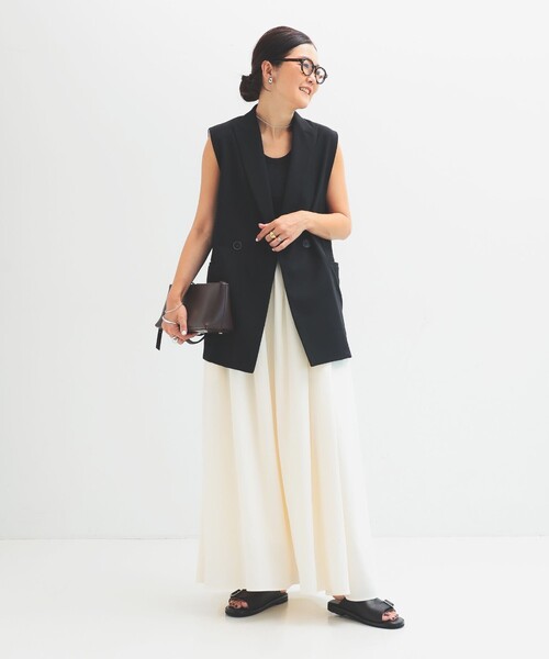 美品 デミルクスビームス 2025SS 定価３万 ピークドラペル 2ボタン ジレ Demi-Luxe BEAMS（デミルクス ビームス）の「ピークドラペル 2ボタン