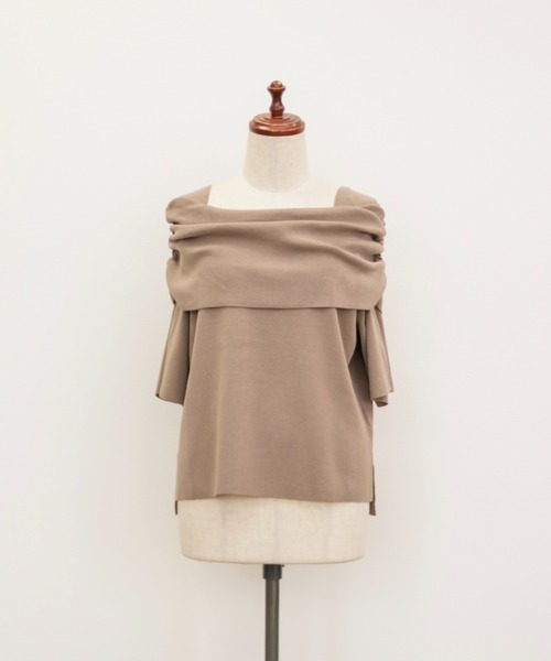 CLETTE（クレット）の「オフショル風リブニット（ニット/セーター・レディース・ベージュ/チャコールグレー/オフホワイト・4L/3L/LL）」の13枚目の写真