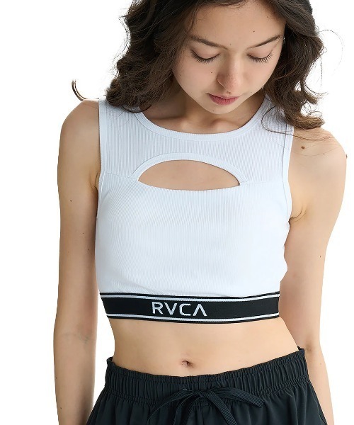 RVCA(ルーカ)の「RVCA レディース RIBBED BRATOP ブラトップ 【2025年夏モデル】/ルーカショート丈リブタンクトップ(タンクトップ・レディース・ブラック/ホワイト・SMALL/MEDIUM)」の2枚目の写真