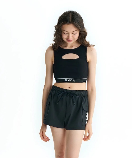 RVCA(ルーカ)の「RVCA レディース RIBBED BRATOP ブラトップ 【2025年夏モデル】/ルーカショート丈リブタンクトップ(タンクトップ・レディース・ブラック/ホワイト・SMALL/MEDIUM)」の5枚目の写真
