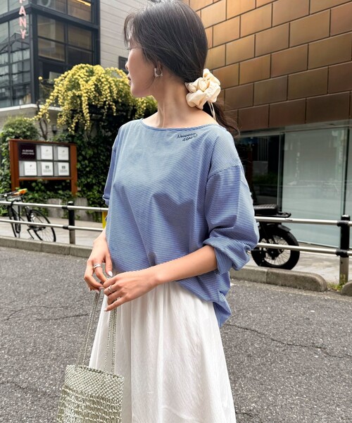 fredy emue（フレディエミュ）の「2WAYワンショルロンTシャツ（Tシャツ/カットソー・レディース・オフホワイト/チャコールグレー/ホワイト系その他/ブルー系その他・38）」の18枚目の写真