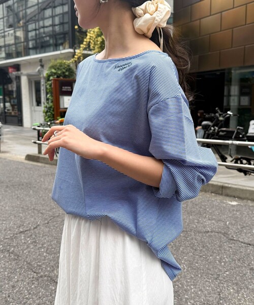 fredy emue（フレディエミュ）の「2WAYワンショルロンTシャツ（Tシャツ/カットソー・レディース・オフホワイト/チャコールグレー/ホワイト系その他/ブルー系その他・38）」の15枚目の写真