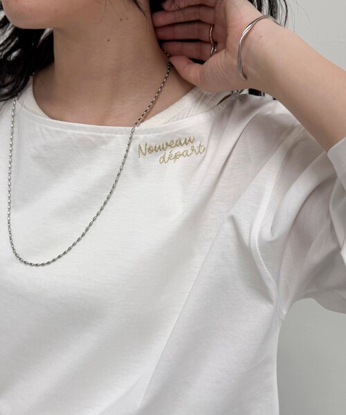 fredy emue（フレディエミュ）の「2WAYワンショルロンTシャツ（Tシャツ/カットソー・レディース・オフホワイト/チャコールグレー/ホワイト系その他/ブルー系その他・38）」の8枚目の写真